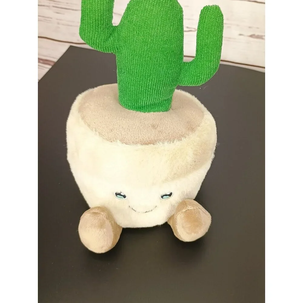 Plush Cactus Pot Stuffed Toy By Pink Sky -‎ 10 Inches - Cute Green & Beige Decor